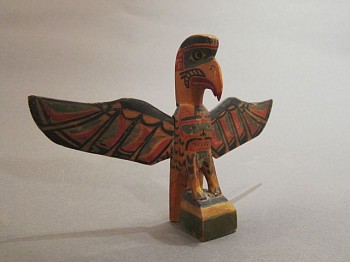 Charlie James -&nbsp;A carved and polychromed model pole depicting Thunderbird