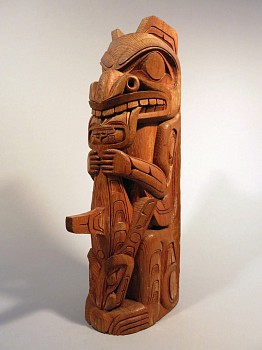 Northwest Coast Anonymous -&nbsp;Totem carved with bear and whale in the style of the Kitanmaax school of Northwest Coast Art (located in Ksan Village)