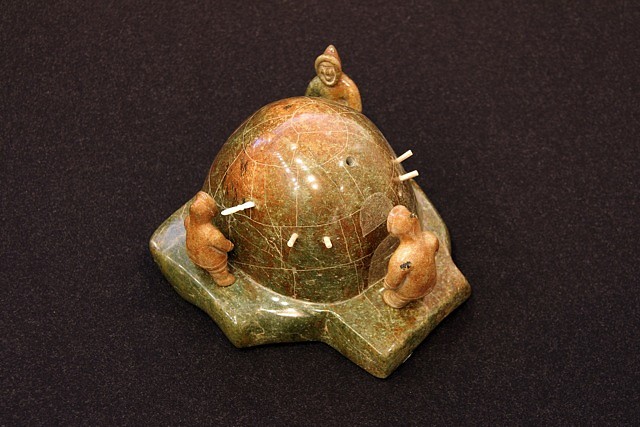 Annie Qimirpik, Igloo and hunters, c. 1970 - 1975
Stone, ivory, 6 x 7 1/2 x 7 1/2 in. (15.2 x 19.1 x 19.1 cm)
00469-2