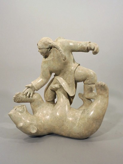 Anivolok, Grandmother kills bear by smothering with glove in mouth, 1996
Stone, 15 x 14 x 4 in. (38.1 x 35.6 x 10.2 cm)
Depicts legend of grandmother who killed bear by stuffing her glove into its mouth
SOLD
00008-1