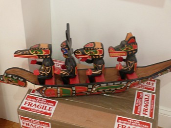 Northwest Coast Anonymous -&nbsp;Model canoe with animal paddlers
